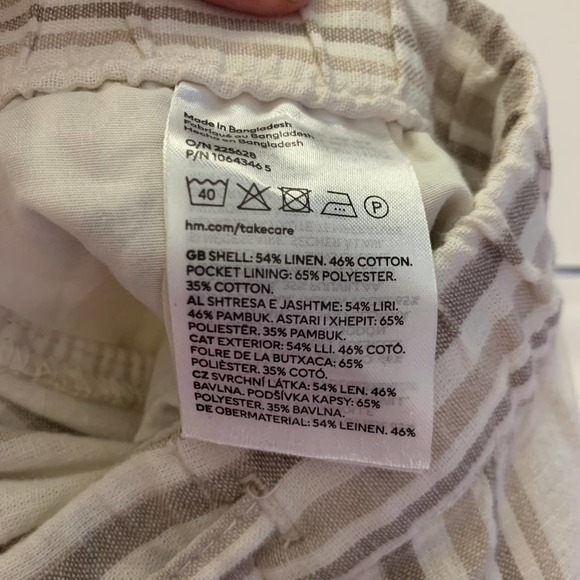 H&M‎ Beige Striped Regular Fit Linen Blend Trouser Pants - NWT - Picture 12 of 14